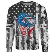 Load image into Gallery viewer, American flag angry bass fishing ChipteeAmz's art shirts UV protection TATS213