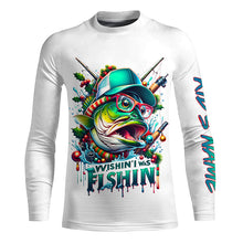 Load image into Gallery viewer, Wishin' I Was Fishin' Custom Funny Bass Christmas Fishing Shirts Bass Christmas Fishing Gifts IPHW5586