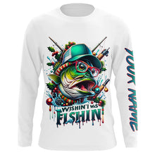 Load image into Gallery viewer, Wishin' I Was Fishin' Custom Funny Bass Christmas Fishing Shirts Bass Christmas Fishing Gifts IPHW5586