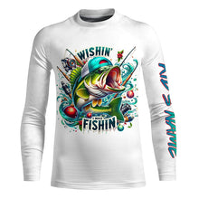 Load image into Gallery viewer, Wishin' I Was Fishin' Custom Funny Bass Christmas Fishing Shirts Bass Christmas Fishing Gifts IPHW5587