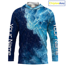 Load image into Gallery viewer, Beautiful Custom Saltwater Long sleeve Fishing Shirts UV Protection, Sea wave camo Fishing Shirts - IPHW1331