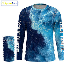 Load image into Gallery viewer, Beautiful Custom Saltwater Long sleeve Fishing Shirts UV Protection, Sea wave camo Fishing Shirts - IPHW1331