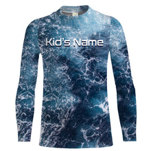 Load image into Gallery viewer, Sea camo Fishing Custom UV Long Sleeve Fishing Shirts, Saltwater Fishing Shirts - IPHW877