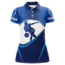 Load image into Gallery viewer, Customized Name Women'S Blue Bowling Jerseys, Personalized Bowling Shirts For Women IPHW4201