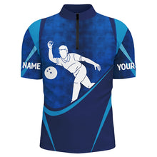 Load image into Gallery viewer, Customized Name Men'S Blue Bowling Jerseys, Personalized Bowling Shirts For Men IPHW4202
