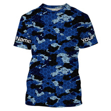 Load image into Gallery viewer, Custom Blue Fishing camo Long Sleeve performance Fishing Shirts, UV Protection Fishing apparel - IPHW1474