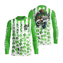 Load image into Gallery viewer, Personalized St Patrick'S Day Bass Long Sleeve Fishing Shirts, Patriotic Bass Fishing Jerseys IPHW5901