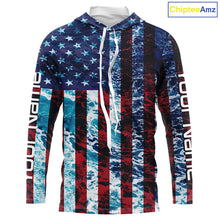 Load image into Gallery viewer, Custom Saltwater Long Sleeve Uv Fishing Shirts, American Flag Sea Wave Camo Fishing Shirts IPHW5028