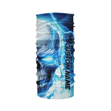 Load image into Gallery viewer, Blue Thunder Lightning Skull Custom Long Sleeve Fishing Shirts, Fish Hook Skull Fishing Jerseys IPHW5189