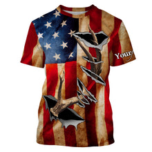 Load image into Gallery viewer, American Flag Deer Horn Hunting Shirts, Personalized Patriotic Hunting Gifts For Hunters - IPHW721