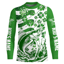 Load image into Gallery viewer, Custom St Patrick'S Day American Flag Walleye Fishing Shirts, Shamrock Flag Walleye Fishing Jerseys IPHW5896