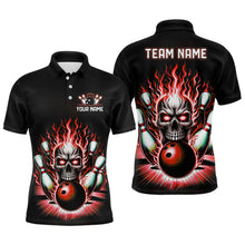 Load image into Gallery viewer, Personalized Unisex Skull Bowling Shirt Custom Team'S Name Flame Bowler Jerseys | Red IPHW6011