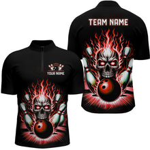 Load image into Gallery viewer, Personalized Unisex Skull Bowling Shirt Custom Team'S Name Flame Bowler Jerseys | Red IPHW6011