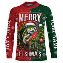 Load image into Gallery viewer, Merry Fishmas Bass Custom  Christmas Fishing Shirts Fisherman'S Fishing Gifts IPHW5552