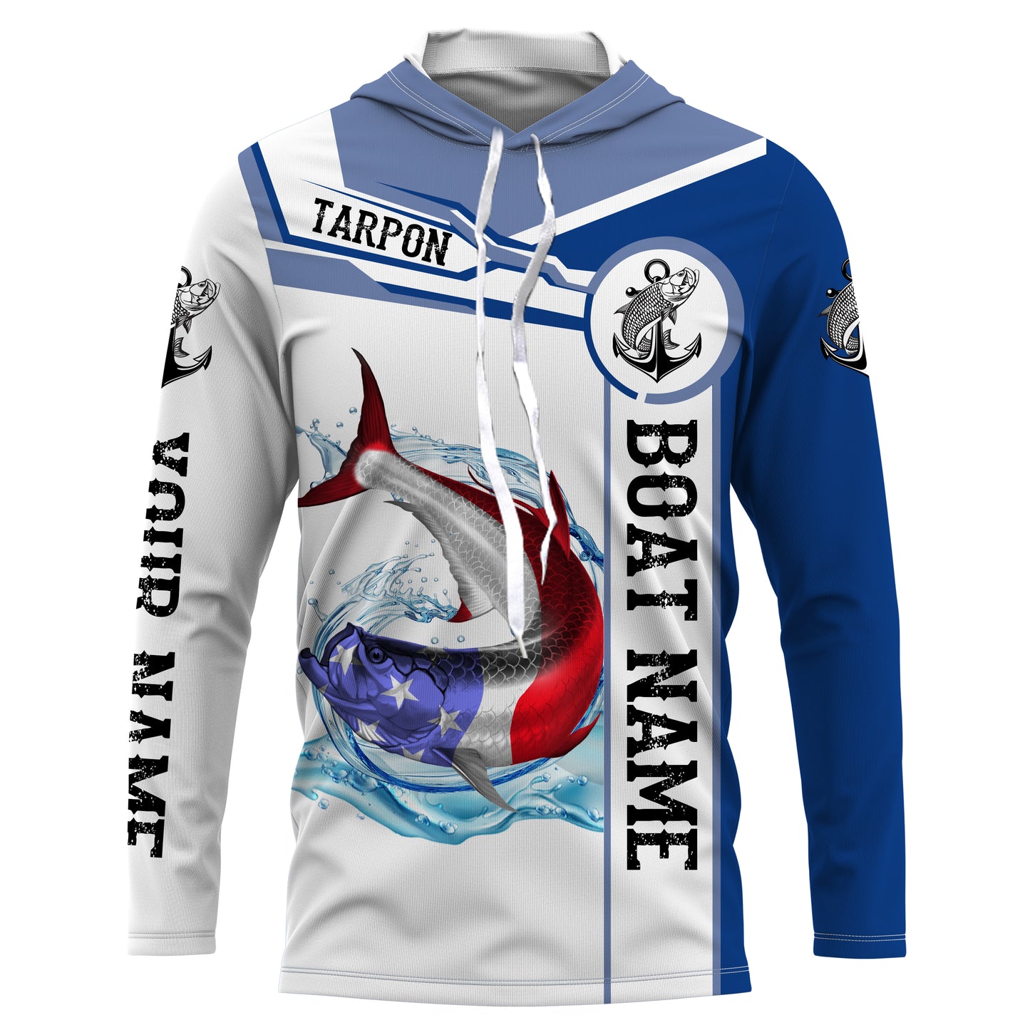 Tarpon Fishing American Flag Custom name and boat name performance Fishing Shirts, Patriotic Fishing gifts NQS2363