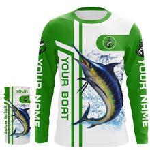 Load image into Gallery viewer, Marlin fishing Customize name and boat name fishing shirts for men, custom fishing apparel | Green - NQS3203
