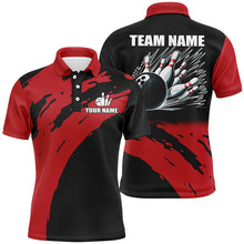 Load image into Gallery viewer, Red and black Mens bowling polo shirts Custom Team bowling jerseys, gift for team mens bowlers NQS7289