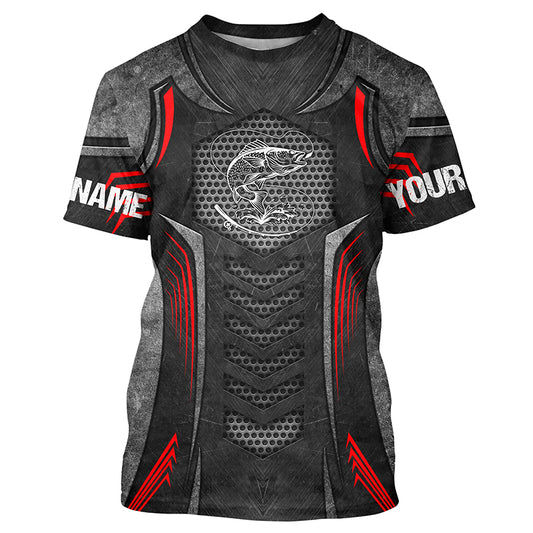 Beautiful Walleye Fishing Walleye Tattoo Metal Custom Fishing Jersey - Personalized Fishing Gifts| Red NQS4935