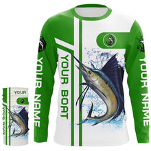 Load image into Gallery viewer, Sailfish fishing Customize name and boat name fishing shirts for men, custom fishing apparel | Green - NQS3252