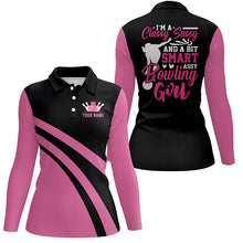 Load image into Gallery viewer, Custom pink women bowling polo shirts I'm a classy sassy and a bit smart assy bowling girl NQS6695