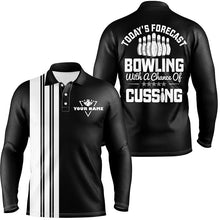 Load image into Gallery viewer, Black white retro bowling polo shirts for men custom Today's forecast bowling with a chance of cussing NQS6908