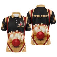 Load image into Gallery viewer, Custom Black bowling shirt for men – personalized team jersey front view