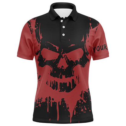 Black and red skull golf shirts custom Mens golf polo shirt, gifts for golf lovers NQS6543