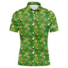 Load image into Gallery viewer, Mens golf polo shirts Saint Patrick's day green pattern golf shirts custom team golf polo for men NQS4724