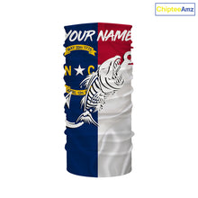 Load image into Gallery viewer, NC Fishing North Carolina Flag Fish hook skull Custom Name sun protection fishing shirts NQS3471