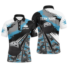 Load image into Gallery viewer, Custom black bowling shirt for bowling – personalized team jersey front view