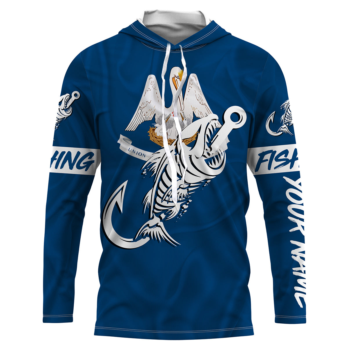 LA Fishing Custom Louisiana Flag Fish hook skull Custom sun protection fishing shirts for men, women NQS3317