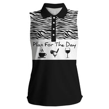 Load image into Gallery viewer, Funny Women's sleeveless golf polo shirt plan for the day coffee golf wine, golf gift for women NQS3479