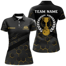 Load image into Gallery viewer, Black Womens Bowling Polo Shirts Custom bowling strike bee pattern team Ladies Jerseys NQS6703