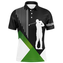 Load image into Gallery viewer, Mens golf polo shirts custom black and green team golf shirts, custom polo jerseys womens golf tops NQS7104