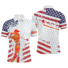 Load image into Gallery viewer, American flag white golf balls skin custom name short sleeve, long sleeve golf polos shirt for mens NQS4825