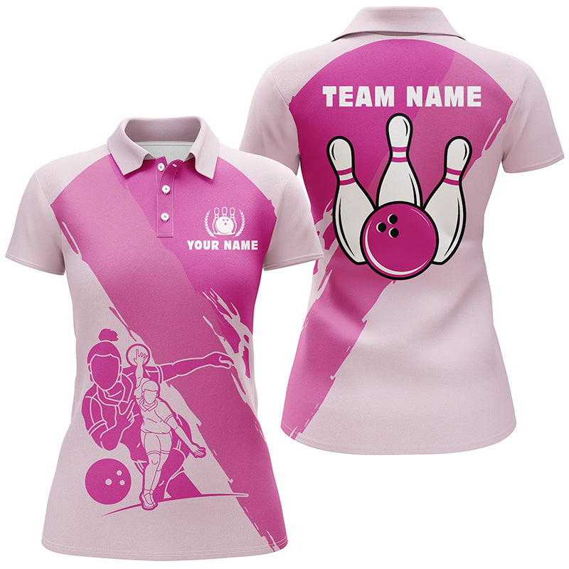 Custom bowling shirt for women – personalized team jersey front view