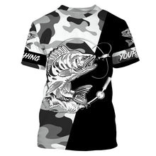 Load image into Gallery viewer, Perch Ice fishing winter camo custom name sun protection long sleeve fishing shirts, Perch jerseys NQS4093