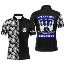 Load image into Gallery viewer, Skull black Mens Bowling polo Shirt custom It's amazing what you can do with two fingers and a thumb NQS6829