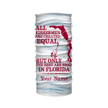 Load image into Gallery viewer, All fishermen are created equal but only the best are bred in Florida flag patriotic Custom name UV protection fishing shirt NQS2620