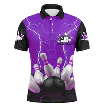 Load image into Gallery viewer, Purple lightning Mens polo bowling shirts, Personalized men's bowling jerseys, bowling team jerseys NQS7279