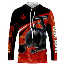 Load image into Gallery viewer, Fishing reel red and black performance Fishing Shirts Custom Name 3D All over printed shirts NQS2533