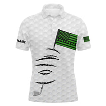 Load image into Gallery viewer, Personalized white golf polos shirt for men St Patrick's Day American flag custom gift for golf lovers NQS7067