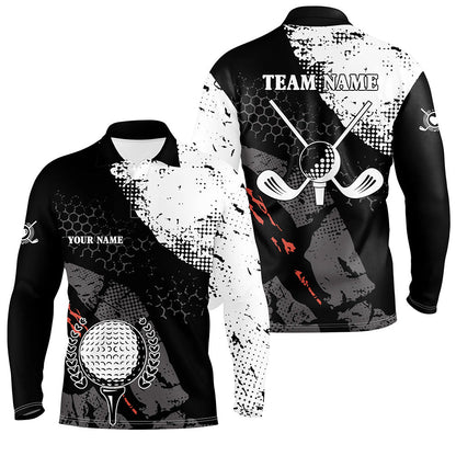 Black and white retro Mens golf polo shirts custom golf clubs team golf jerseys, golf attire for men NQS6698