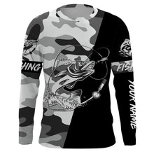 Load image into Gallery viewer, Ice fishing walleye winter camo custom name sun protection long sleeve fishing shirts, walleye jerseys NQS3838