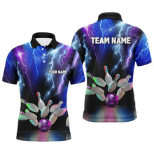 Load image into Gallery viewer, Mens polo bowling shirts colorful lightning thunder storm bowling team league jerseys NQS7093