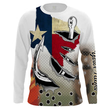 Load image into Gallery viewer, Texas Slam Redfish, Trout, Flounder fish hook Custom Texas patriotic Shirts, Long Sleeve performance Fishing Shirts NQS2048