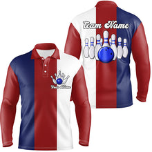 Load image into Gallery viewer, Personalized Red white and blue Retro Bowling Polo Shirts For Men custom vintage bowling team jerseys NQS6569