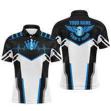 Load image into Gallery viewer, Custom Black white bowling shirt for men – personalized team jersey front view