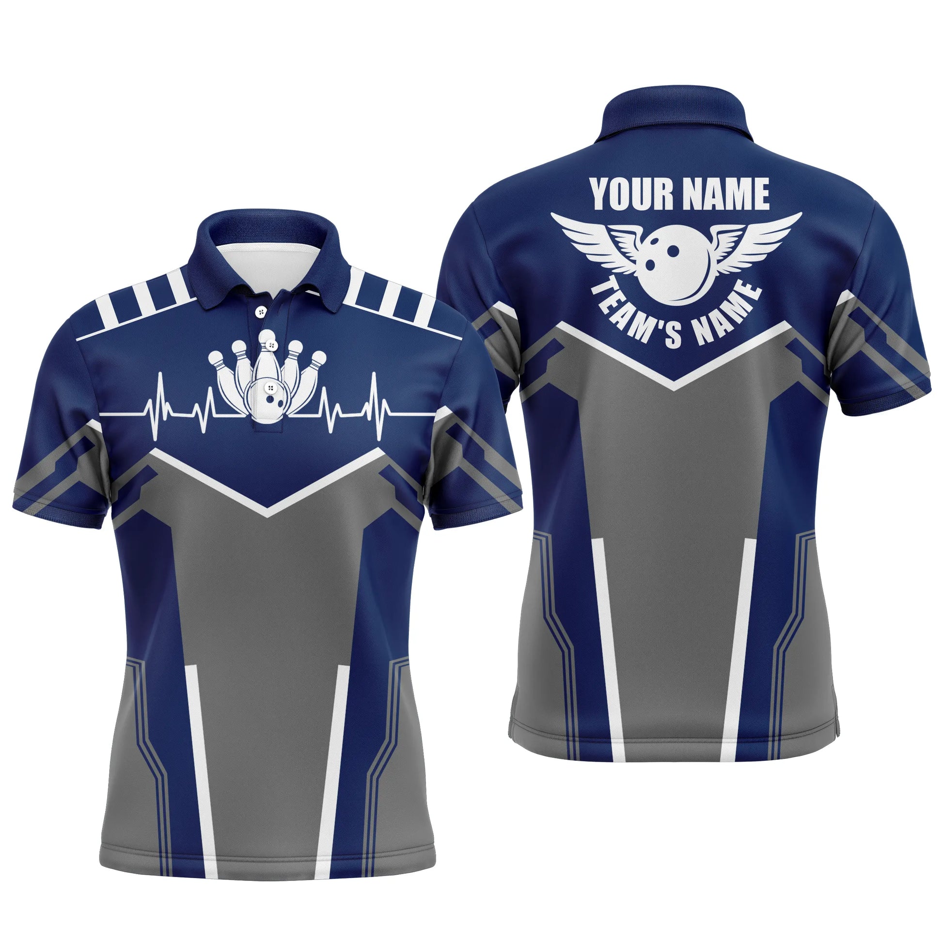 Custom bowling shirt for men – personalized team jersey front view
