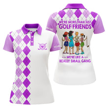 Load image into Gallery viewer, Custom womens golf polo shirts multi-color argyle plaid we're more than golf friends we're small gang NQS4904